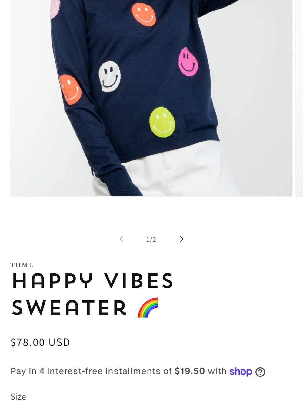 THML Brown Crewneck Sweater with Colorful Smiley & Star Motifs - Picture 4 of 4